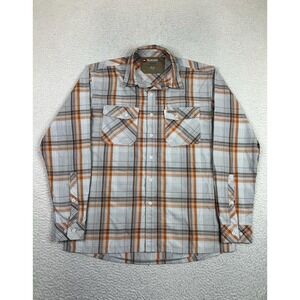 Simms Guide Series Shirt Mens Medium Gray Plaid Long Sleeve Button Up Fishing